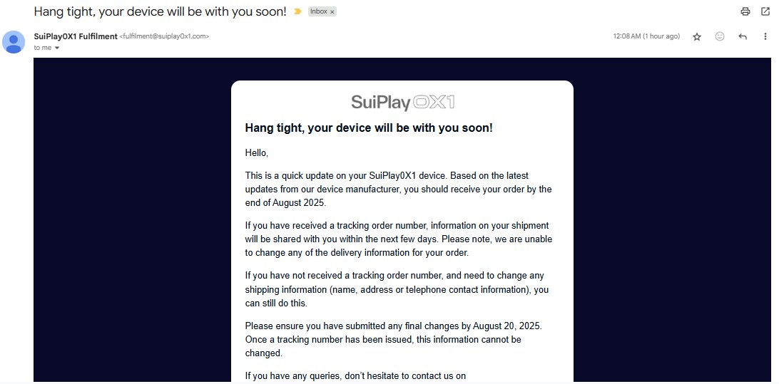 Thanks team! Counting down the days until my SuiPlay0X1 arrives. Super bullish on what’s coming! 🚀