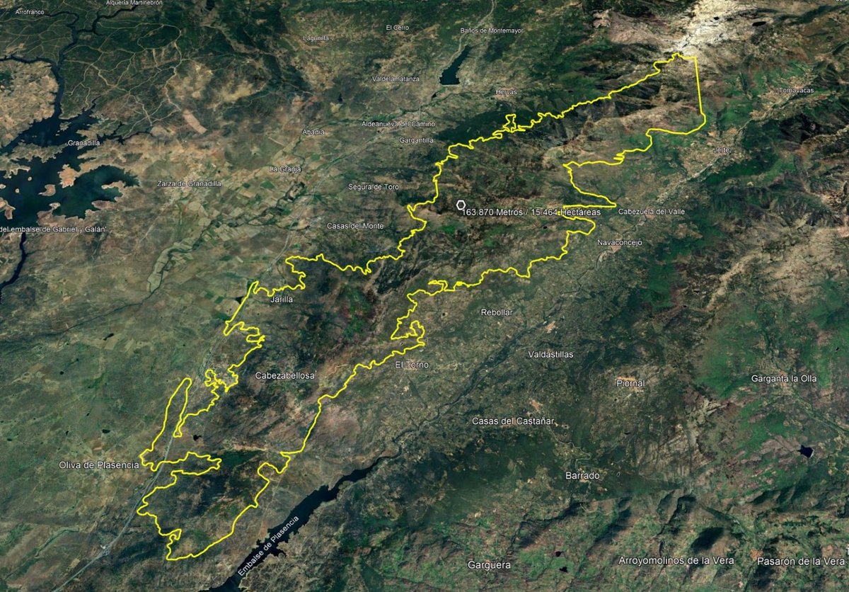 🔥 Por fin, tras casi una semana, sólo hay un incendio activo en Extremadura, el de Jarilla.

Según esta imagen de satélite, facilitada por <a href="/Junta_Ex/">Junta de Extremadura</a>, ha calcinado 15.464 hectáreas en un perímetro que roza los 164km.