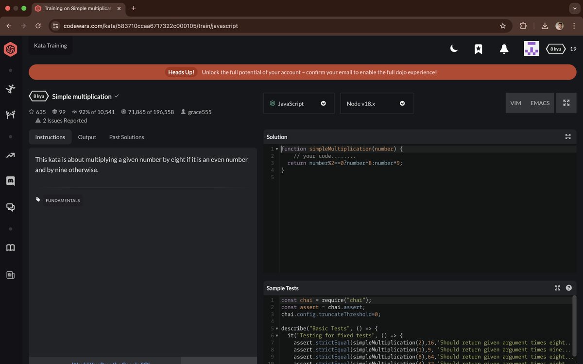 amanraj834037's tweet image. โก #JavaScript Logic Series
๐ก Todayโs Problem: Simple Multiplication
Multiply a number by 8 if itโs even, else multiply it by 9
๐ Logic Breakdown
Check if the number is even using number % 2 == 0
๐ Do you prefer ? : or if-else for such logic?
#100DaysOfCode #javascriptdev