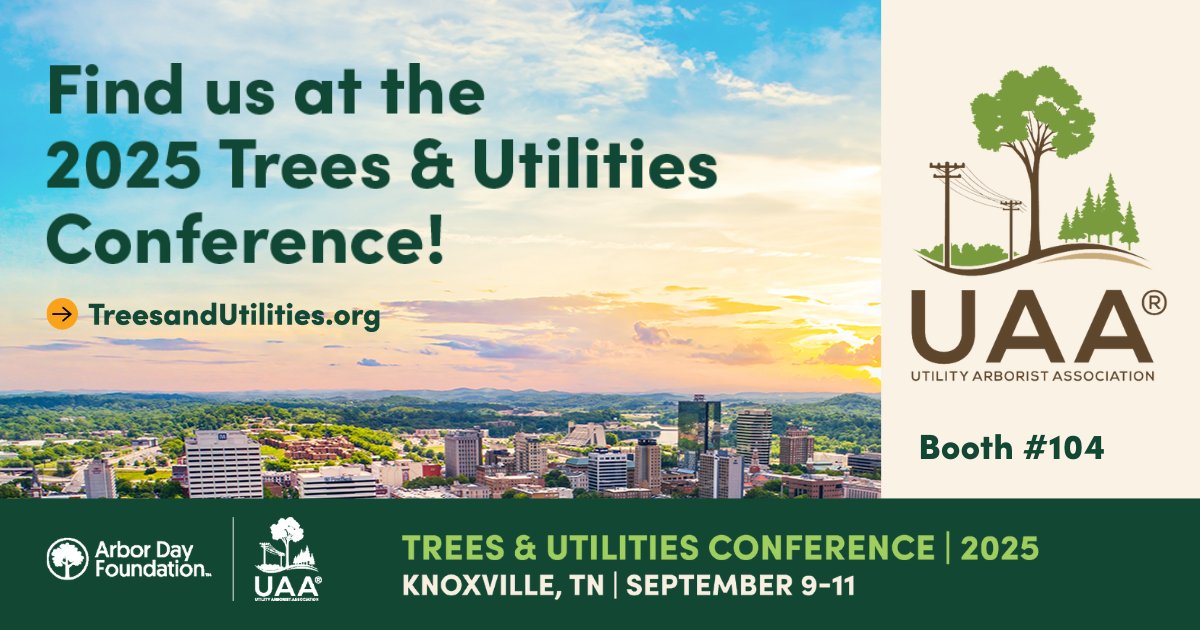 ArboristUtility's tweet image. Heading to the #TreesAndUtilities conference next month? Find us at the Knoxville Convention Center, Booth 104, for anything you need, treesandutilities.org #conference #utilityarborists #joinus