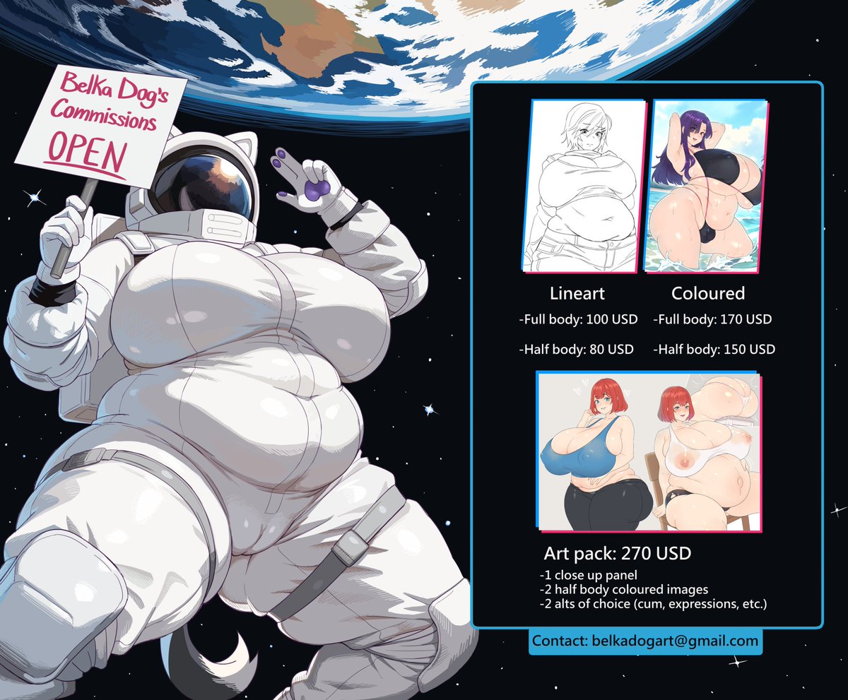 Commissions are open! I find myself short on money to afford my next quarter at uni, so all business is extremely appreciated. Send your inquiries to my email: belkadogart@gmail.com

Be sure to let me know if you're a paid supporter so I can place you in the preferential queue