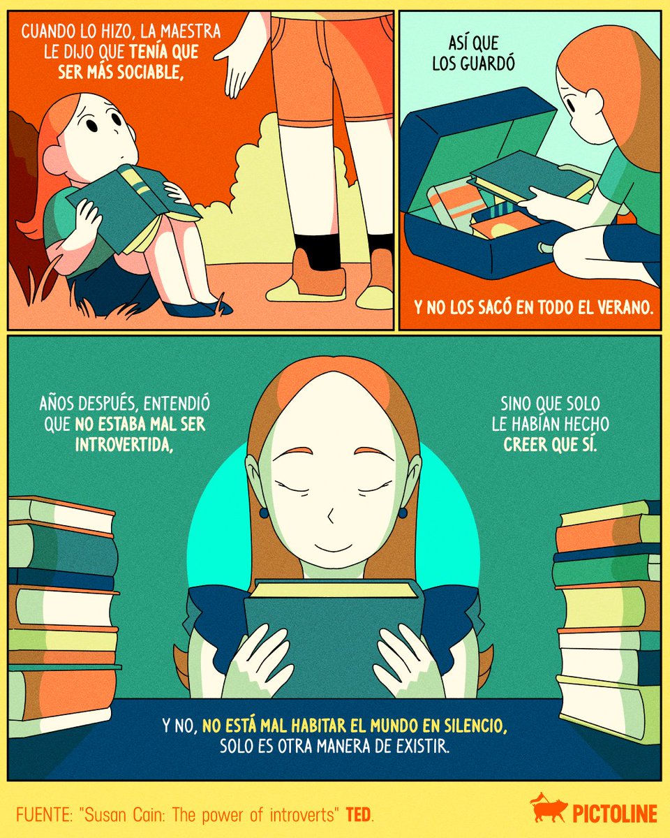 pictoline's tweet image. 📚 La escritora Susan Cain lo deja muy claro: habitar en silencio siendo una persona introvertida NO está mal 😌💕✨
#Introversión #SusanCain #TedTalks #IntrovertPower #Introvertidos #reflexión #Pictoline