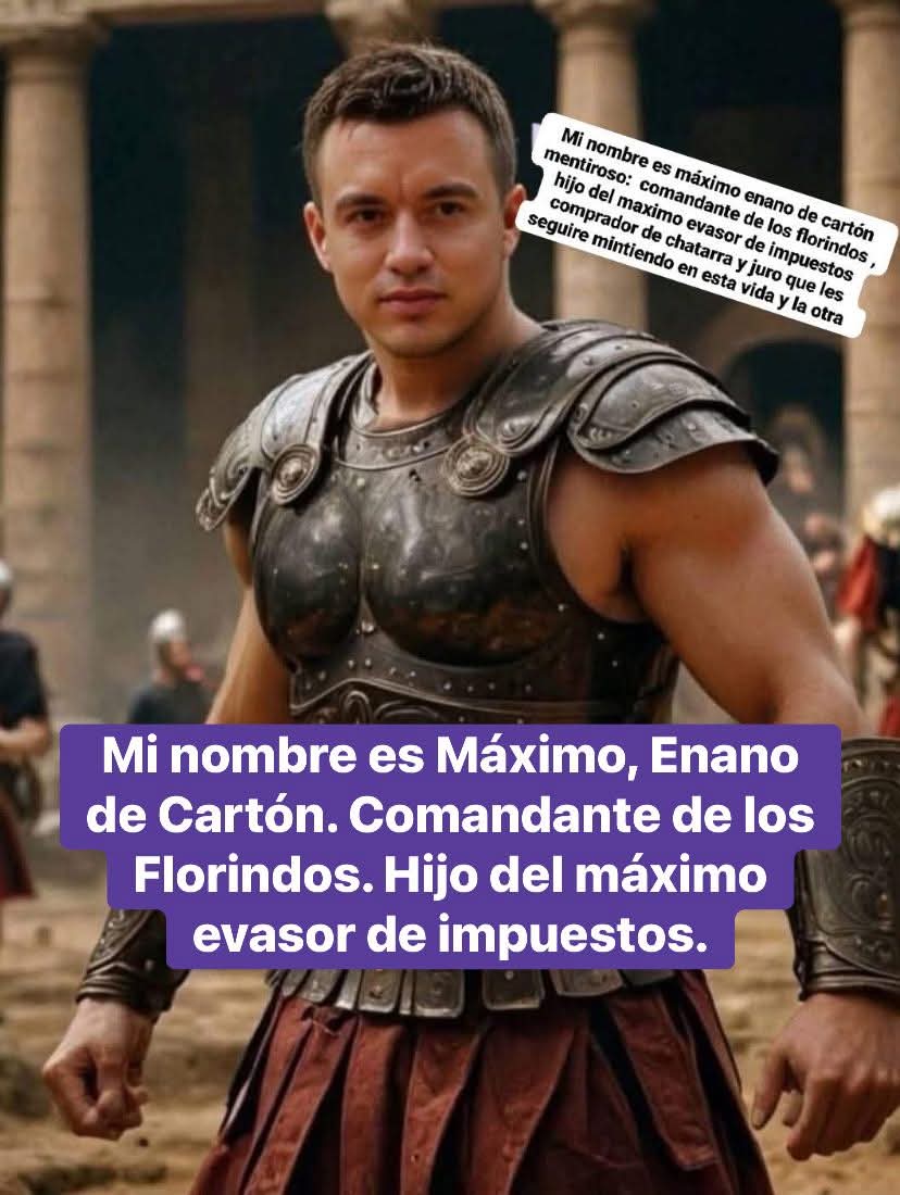 Fernand00841308's tweet photo. Mi nombre es Máximo Décimo Meridio. (Enano de cartón). Comandante de los ejércitos de los florindos, General de las legiones del "Plan Fénix", fiel servidor al emperador Donald Trump. Padre de una hija abandonada, esposo de una esposa influencer. Hijo del máximo evasor. https://t.co/vdIwoDJ17N