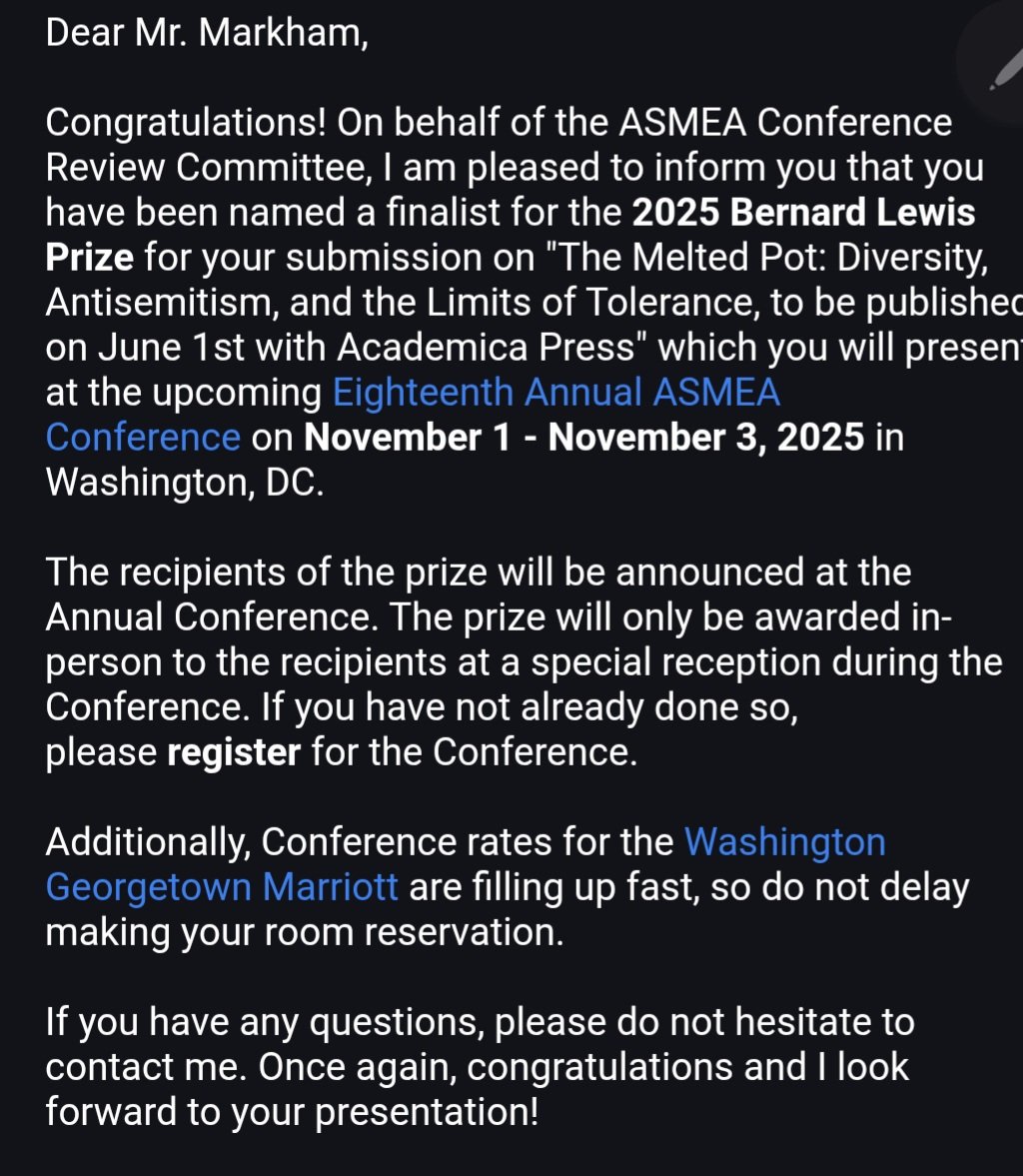 It was nice to wake up to this great honour this morning. 

Thank you <a href="/ASMEASCHOLARS/">ASMEA</a>! i I
