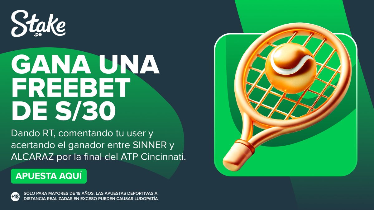 PeruStake's tweet photo. ¡Final del #ATPCincinnati! 🎾

Sinner 🇮🇹 enfrenta a Alcaraz 🇪🇸, una nueva final entre el 1 y 2 del mundo 🔥

Por eso, regalaremos FREEBETS de S/30 💸 a 3 Stakers aleatorios que den RT, comenten su user y acierten el ganador del partido 💥

Apuesta aquí: https://t.co/O6C1p7jEmp https://t.co/3AvvQcH8Pf