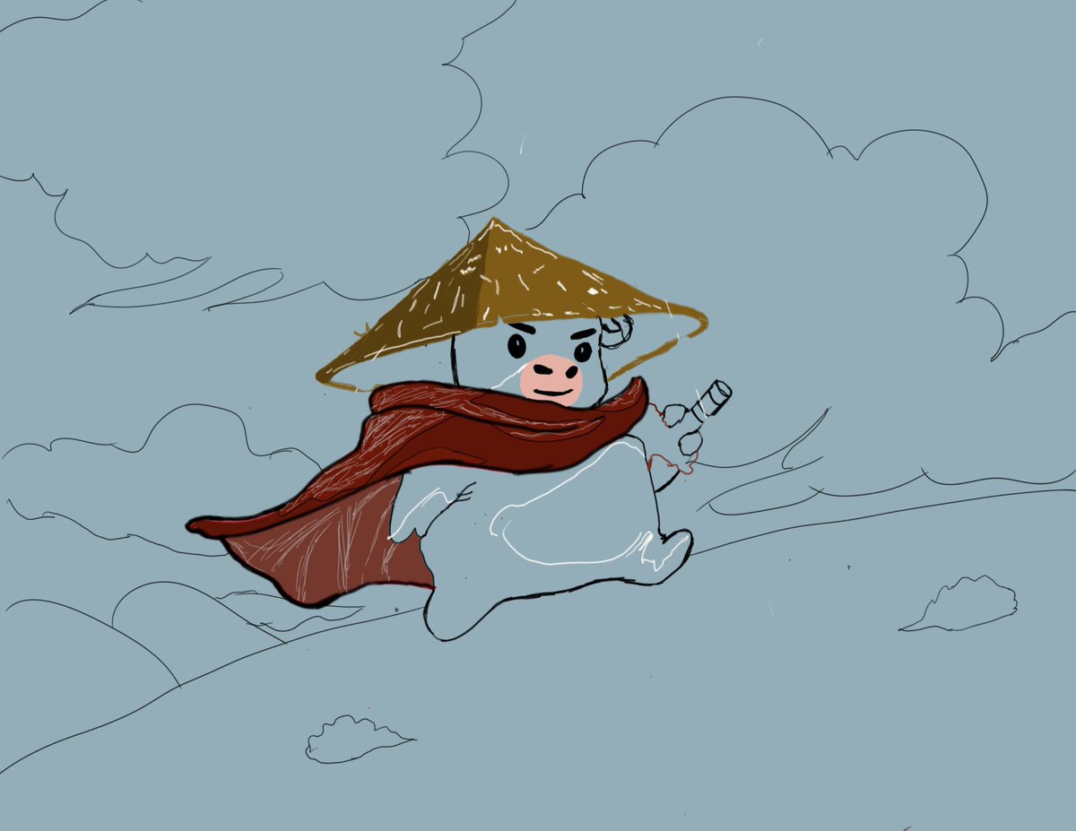 A wandering warrior, a timeless spirit!
With every stroke, the legend grows✨

The herd’s tale is written not in words, but in journeys. 
This is my 3rd Lamumu art and the path is to remains bullish. 🐄✨

I present to you Lamumu the wandering samurai 🐄⚔️