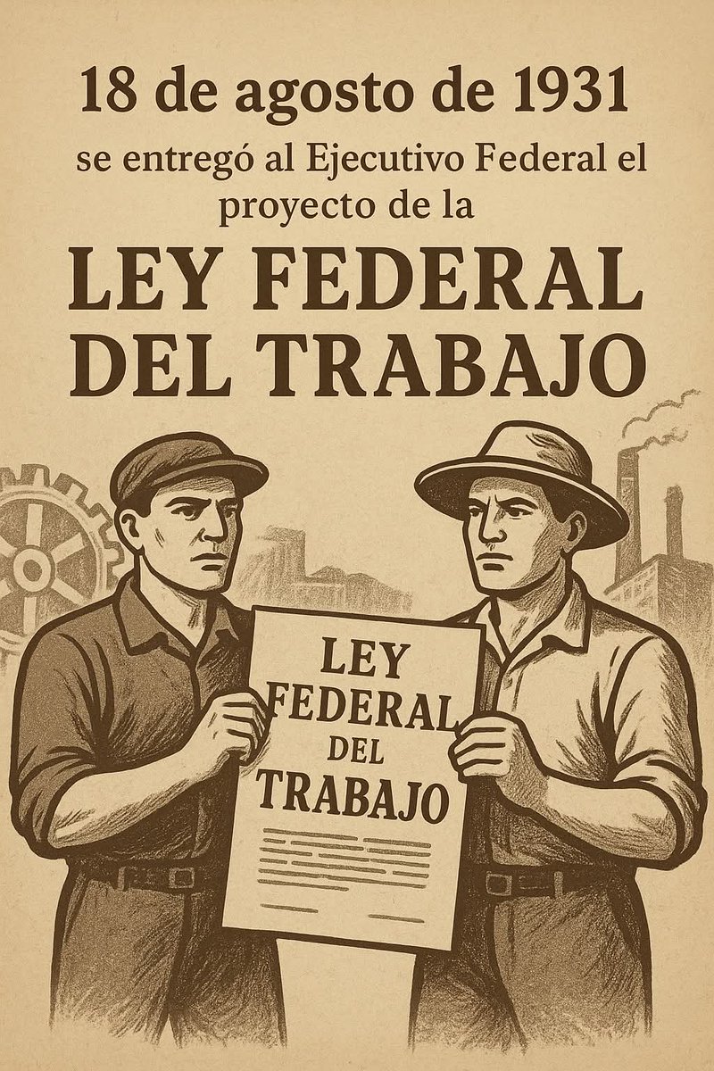 DefensoriaOf's tweet photo. 📅 18 de agosto de 1931
Ese día se entregó al Ejecutivo federal el proyecto de la Ley Federal del Trabajo, una de las piezas jurídicas más importantes en la historia de México. 

#LeyFederalDelTrabajo #LFT #DerechosLaborales #Efeméride https://t.co/5SHRcD37VT