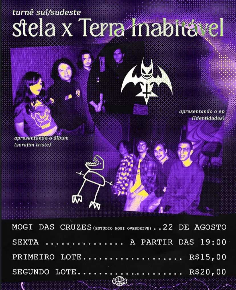 terrainabitavel's tweet photo. ATENÇÃO MOGI DAS CRUZES

Turnê Stela X Terra Inabitavel!!!!

com abertura da banda Cecilia já não é + a mesma.

Ingressos na bio!!!! 

sexta 22/08
as 19:00 hrs!!! 
no Estúdio Mogi Overdrive https://t.co/zoEEQwfxiI