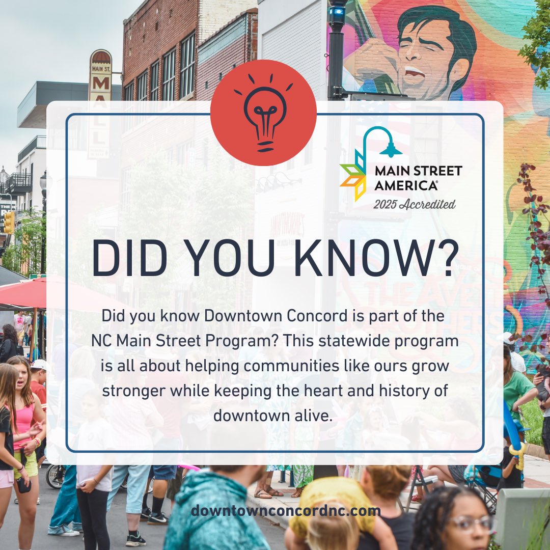 Through economic development, historic preservation, and community engagement, through the North Carolina Main Street Center. 

Connect more with the Main Street program...downtownconcordnc.com/main-street-pr…

#DowntownConcordNC #NCMainStreet #LoveLocal #MainStreetMatters #HistoricDowntown