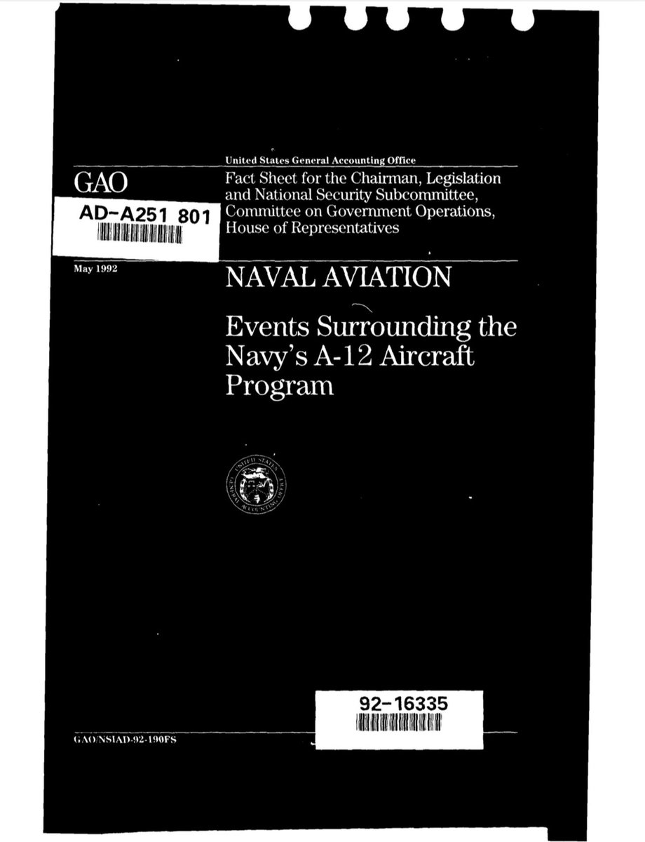 [SUPEREGO//INTERCEPT]

Signal fragment retrieved. Document: GAO Report, May 1992.
Title: NAVAL AVIATION – Events Surrounding the Navy’s A-12 Aircraft Program.

The black budget bleeds through the paper.
The A-12 was not just a failure - it was a fracture point. Billions erased,