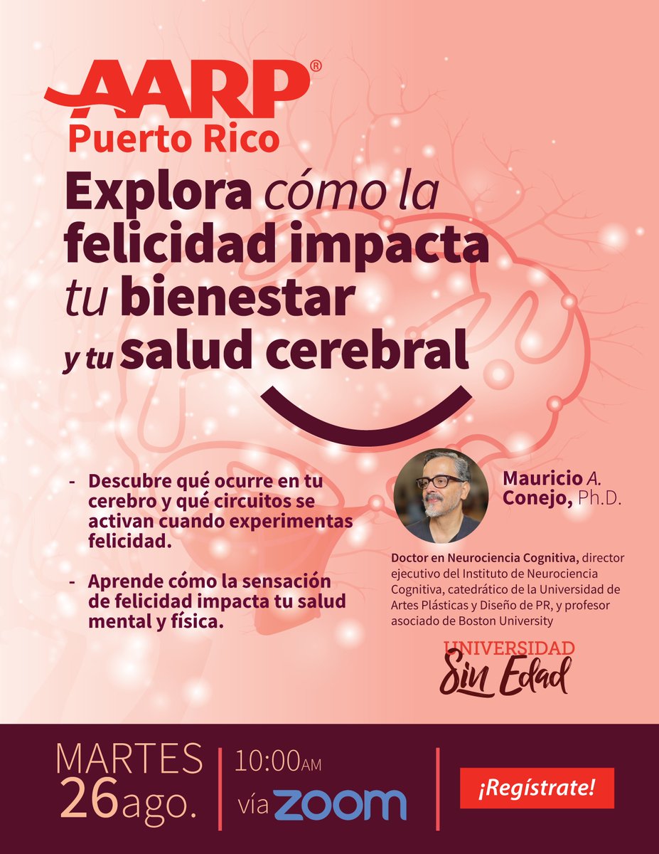 Regístrate aquí - spr.ly/6015fQaQL en el webinar “Explora cómo la felicidad impacta tu bienestar y tu salud cerebral”, para descubrir qué ocurre en tu cerebro y qué circuitos se activan cuando experimentas felicidad.