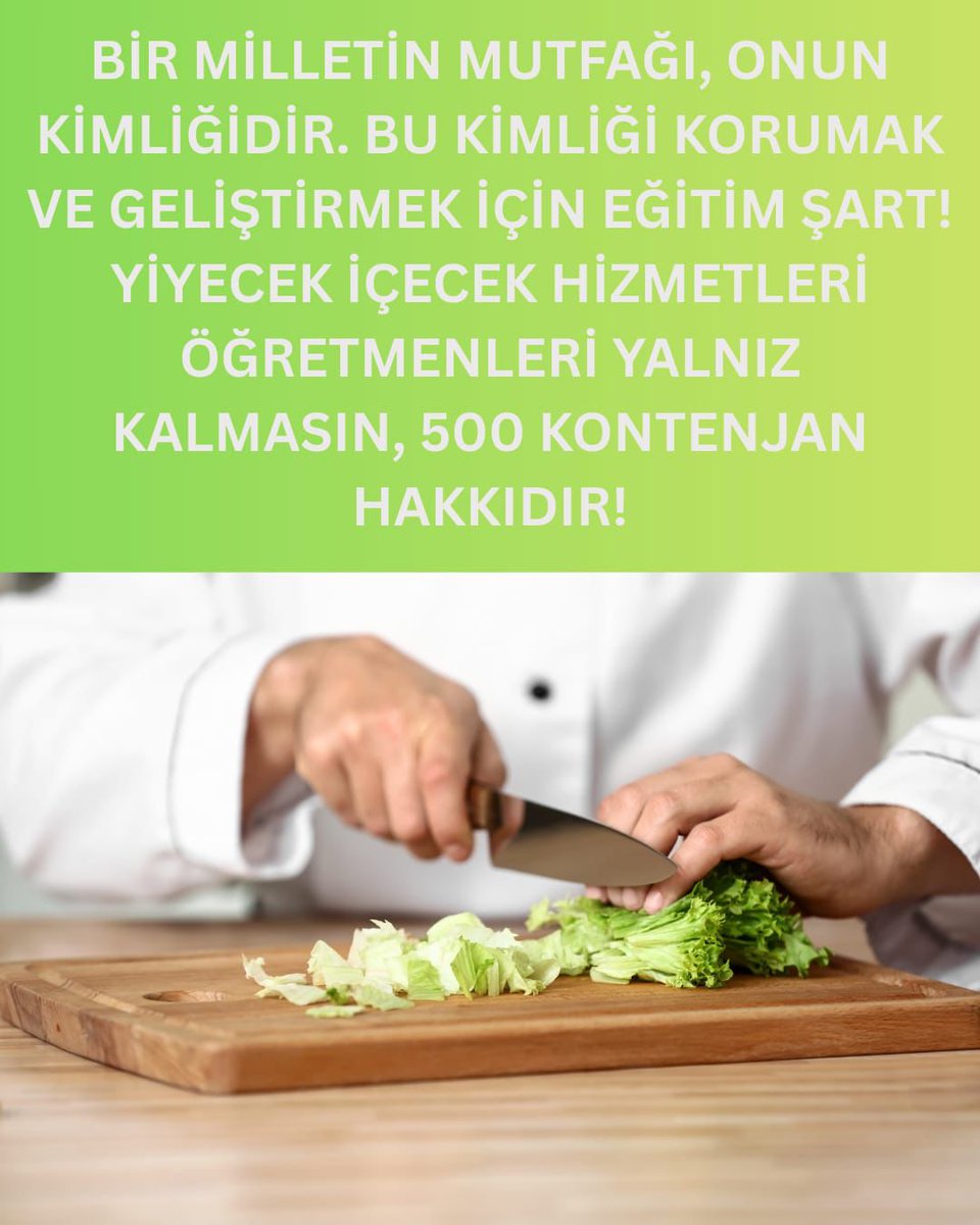 Rcakir01's tweet photo. @Yusuf__Tekin Öğretmen yoksa, gastronomi sadece tarif kitaplarında kalır. #YiyecekİçecekÖğretmenliği500Kontenjan https://t.co/W4gX2RV9AN