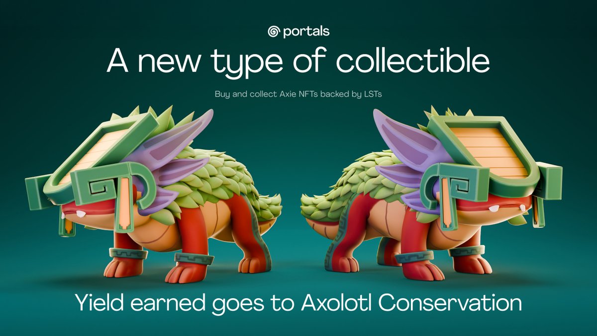 Portals (@_portals_) on Twitter photo .<a href="/somos_axolotl/">Somos Axolotl</a> is creating Axie Rescue, a play to collect game where every collectible Axie you mint earns yield for IRL axolotl habitat restoration
After yield on the NFTs is earned, you can return them at season’s end (3 months) to get a full refund
Only possible on Solana .<a href="/somos_axolotl/">Somos Axolotl</a> is creating Axie Rescue, a play to collect game where every collectible Axie you mint earns yield for IRL axolotl habitat restoration
After yield on the NFTs is earned, you can return them at season’s end (3 months) to get a full refund
Only possible on Solana