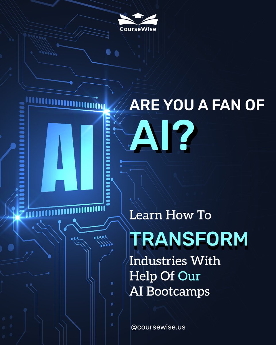 CoursewiseUS's tweet image. Are you a fan of AI?
Why just admire it when you can build with it! 🤖
Join CourseWise AI Bootcamps and learn how to transform industries through real-world applications.

👉 coursewise.us
#AI #AIBootcamp #CourseWise #TechEducation #FutureSkills