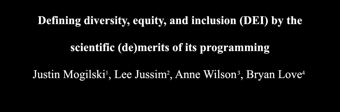 Dr. Justin Mogilski (@justin_mogilski) on Twitter photo Months ago I began an adversarial collaboration with Drs. <a href="/PsychRabble/">The Dark Fiddling Pirate Jussim</a>, <a href="/awilson_WLU/">Anne Wilson</a>, and Bryan Love to make sense of DEI public discourse.
Today our paper was accepted at <a href="/Theory_Society/">Theory and Society (Springer Nature)</a>.
We suggest a scientific standard for adjudicating the (de)merits of DEI 🧵👇 Months ago I began an adversarial collaboration with Drs. <a href="/PsychRabble/">The Dark Fiddling Pirate Jussim</a>, <a href="/awilson_WLU/">Anne Wilson</a>, and Bryan Love to make sense of DEI public discourse.
Today our paper was accepted at <a href="/Theory_Society/">Theory and Society (Springer Nature)</a>.
We suggest a scientific standard for adjudicating the (de)merits of DEI 🧵👇