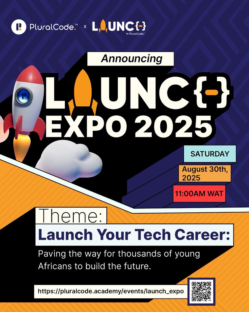 pluralcode's tweet image. Announcing LAUNCH EXPO 2025!💥💥💥
Join Us for an Unforgettable Experience!
We are thrilled to announce the LAUNCH EXPO 2025 a premier event organized by PluralCode in collaboration with LAUNCH This year, we’re focusing on a critical theme: Launch Your Tech Career: Paving the…