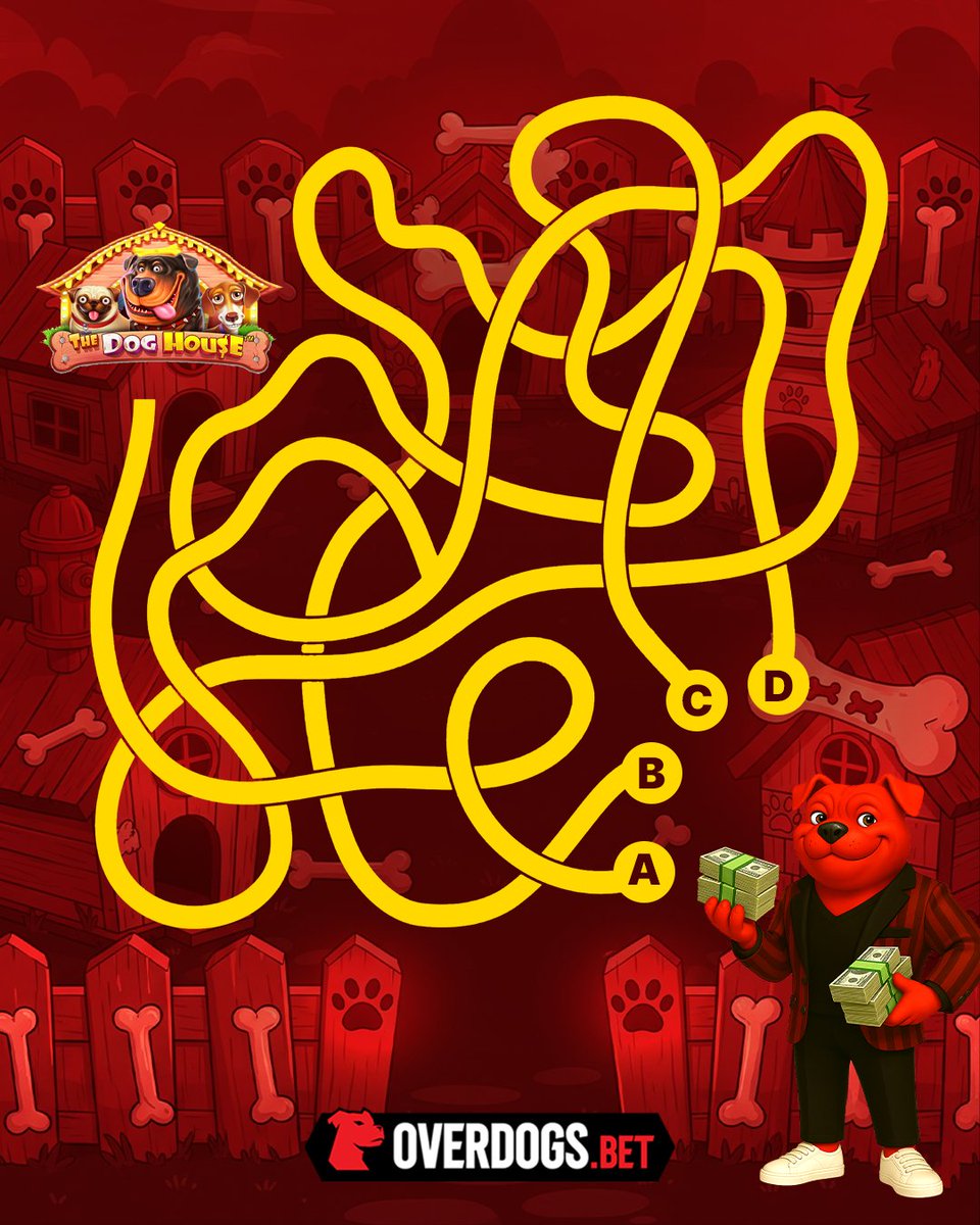 Our Overdogs mascot is sniffing around The Dog House but got tangled up in the maze! Can you lead him to the right path? 🐾

Drop your guess (A, B, C or D) with your ODB userID 

Three lucky winners who fetch the correct answer will score a prize! 🔥💰