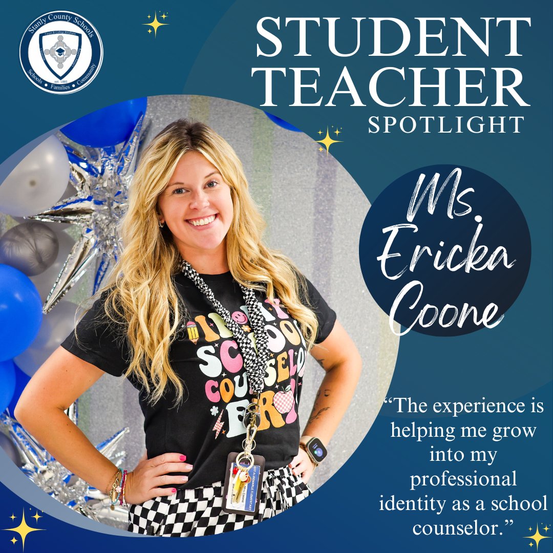 StanlySchools's tweet photo. Ms. Ericka Coone is currently serving as the school counselor at East Albemarle Elementary  while completing her Master of Education in School Counseling through Grand Canyon University, with graduation set for 2026.
To learn more visit our website:  https://t.co/YUBLkbd1VN https://t.co/T2TFvEGiJo