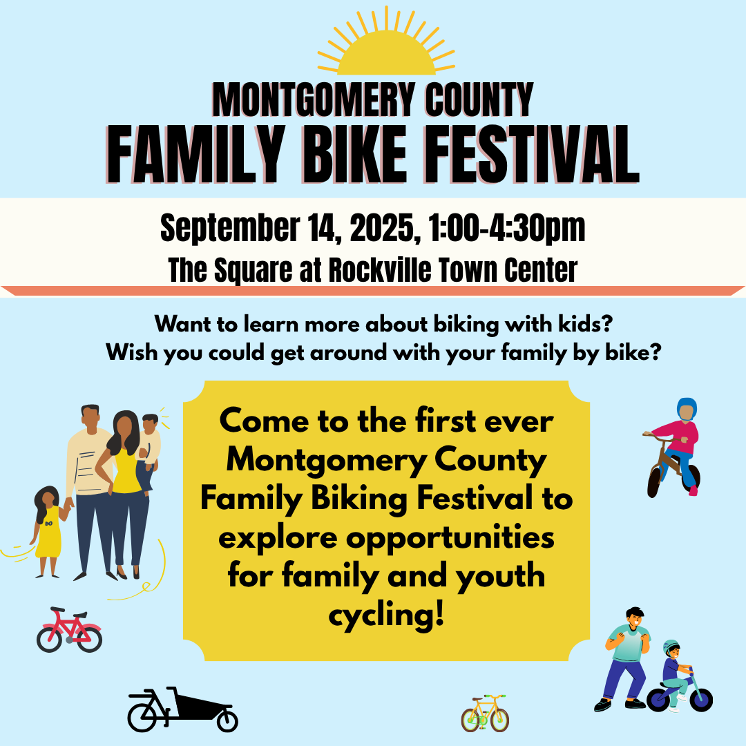 Rockville411's tweet photo. 🚲 Want to learn more about getting around by bike as a family? Join us for the very first Montgomery County Family Bike Festival on Saturday, Sept. 14 from 1-4:30 p.m. in The Square at Rockville Town Center! https://t.co/NdJY2f3434