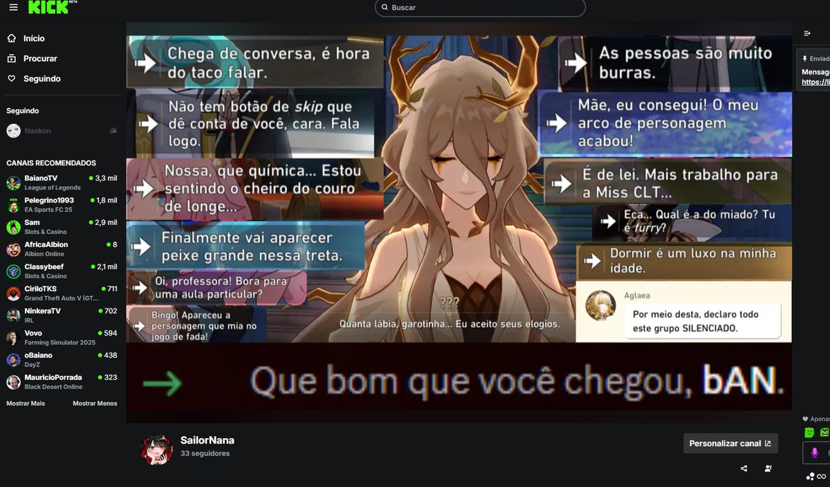 Nenhuma tela de offline da kick supera a minha