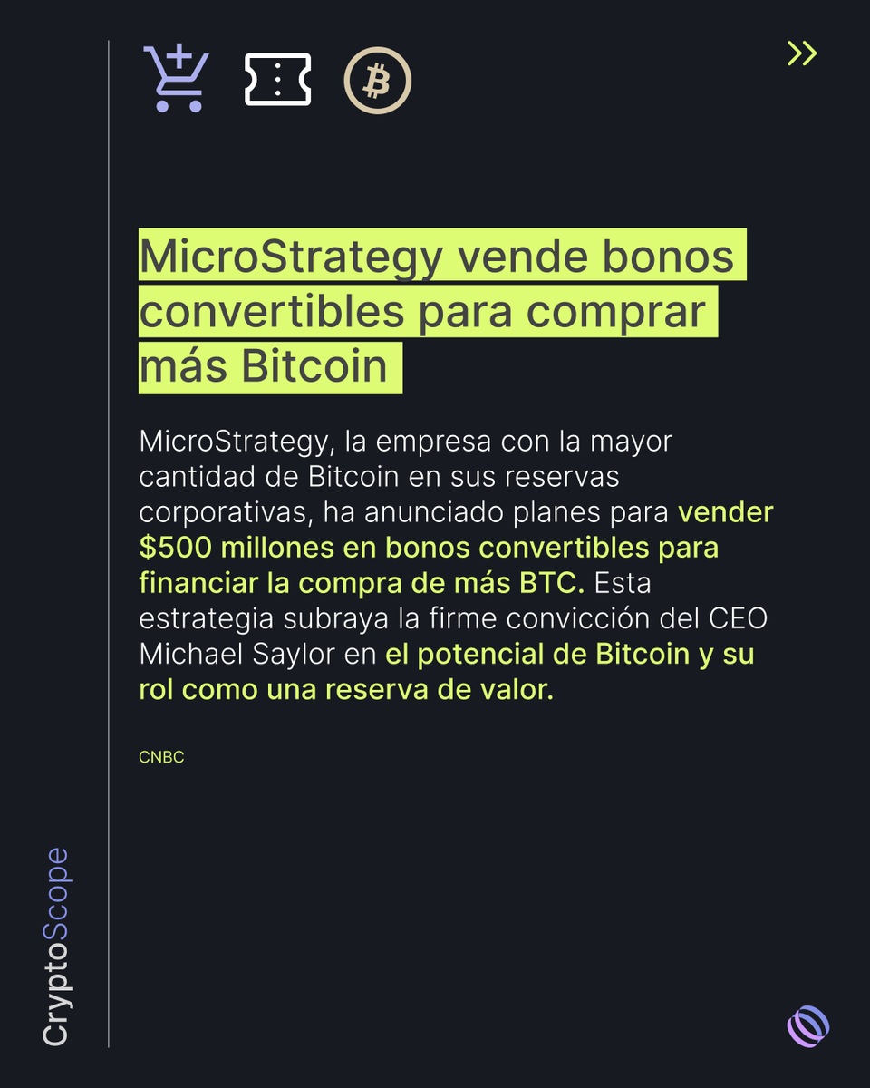 orbi_finance's tweet image. Crypto Scope Weekly 🌍

🏦 MicroStrategy emite bonos convertibles para financiar más compras de Bitcoin.

📊 Solana supera a XRP en capitalización de mercado.

🐋 Ballenas de Bitcoin acumulan activamente, según un nuevo informe.

#CryptoNews #Bitcoin #Solana #XRP