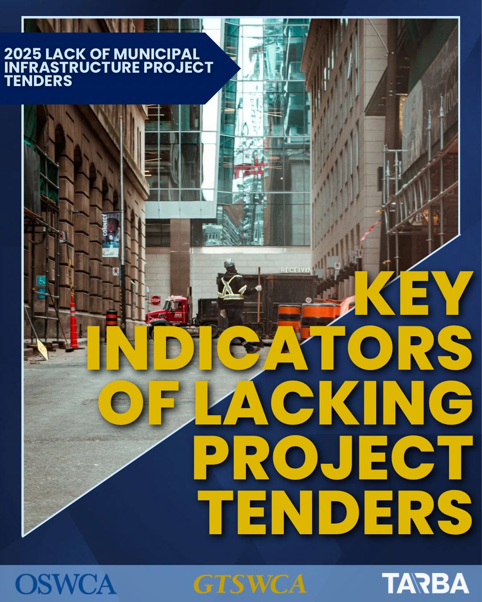 OSWCA1971's tweet image. Municipal infrastructure is stalling. As of June 2025, peak construction season, many municipalities across the Greater Golden Horseshoe have only awarded 18–35% of their planned capital budgets for water, wastewater, and road projects.

The impact is real:
🔻 1 million fewer…