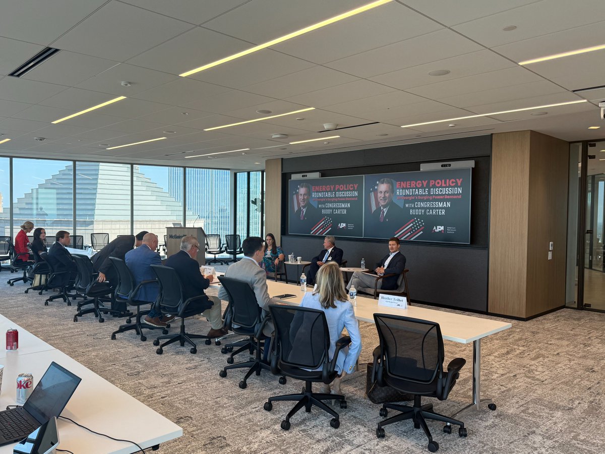 Last week, API hosted a roundtable discussion with <a href="/RepBuddyCarter/">Buddy Carter</a> on solutions to meet rising energy demand. Thank you to Congressman Carter for his continued leadership in championing smart policies as the oil and natural gas industry works to meet America’s growing energy