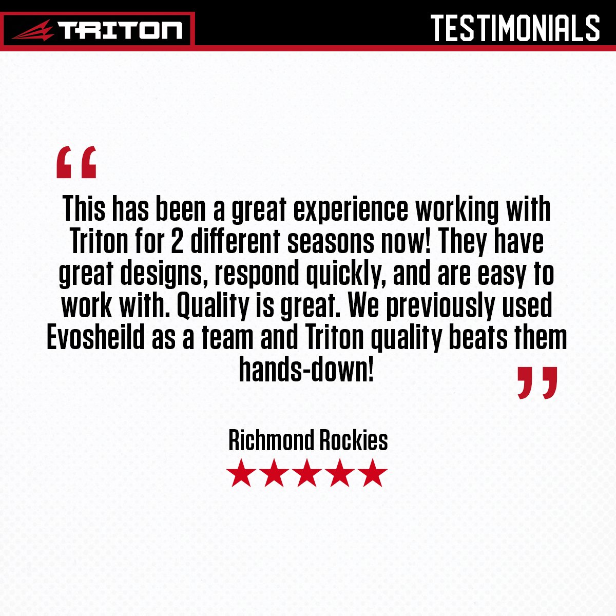 When quality matters, champions choose Triton. ✌️

#TeamTriton #Testimonial #Custom #Authentic #Quality #Sports #Uniforms #Apparel