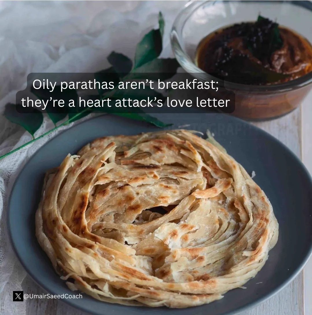 UmairSaeedCoach's tweet image. 🔹 Nothing says “good morning” like clogging arteries.
 ↳ Why wait for heart attack, breakfast can book now?

But hey… at least aunty will say you’re “healthy”.
  ↳ Bon appétit, cardiology edition.

➔ Eat smart; your heart isn’t impressed.

#DarkHumorTruth #HealthWakeUpCall…