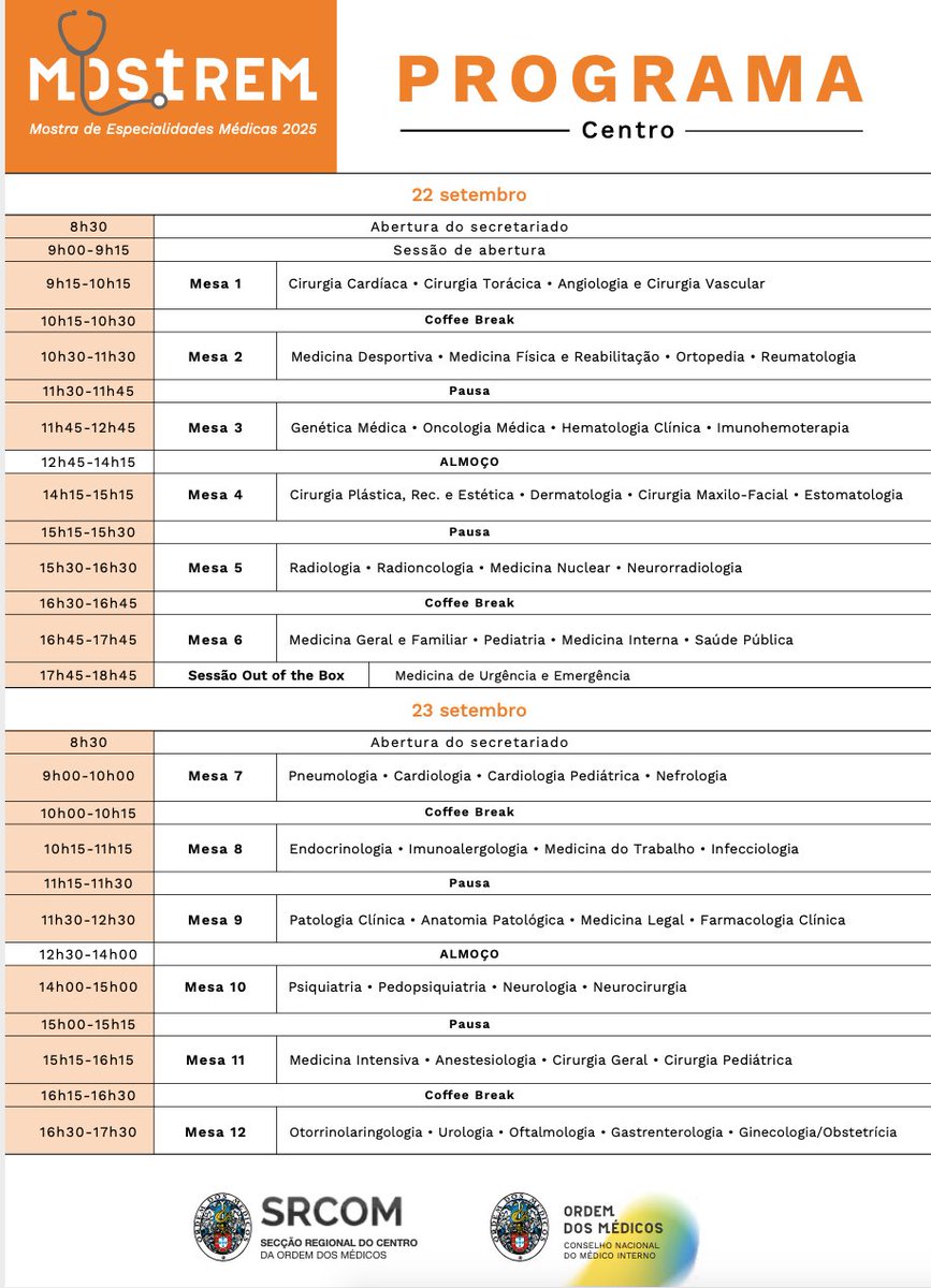 Estão abertas as inscrições: 𝐌𝐨𝐬𝐭𝐫𝐄𝐌 𝟐𝟎𝟐𝟓 - 𝐂𝐄𝐍𝐓𝐑𝐎 / 22-23 setembro, no Seminário Maior de Coimbra!

👇Garanta o seu lugar e inscreva-se aqui 
forms.gle/5JWVw5D1MM9bP7…

 #Mostrem #coimbra #especialidadesmedicas  #CNMI_om