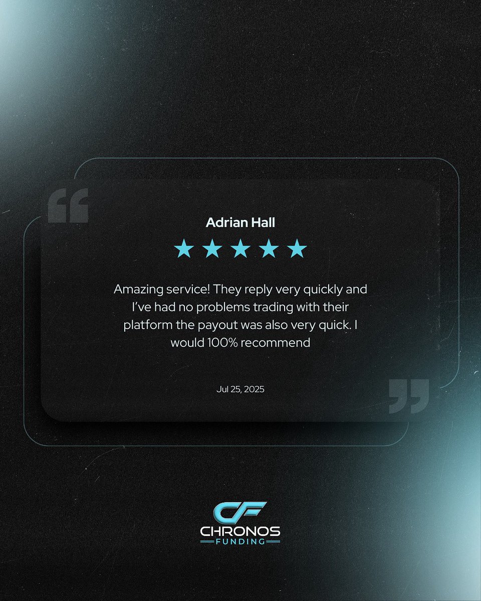 Quick replies, smooth trading, and fast payouts! Thank you Adrian for the amazing feedback — we’re glad to make your trading journey seamless. 

#chronosfunding #futurestrading #testimonial