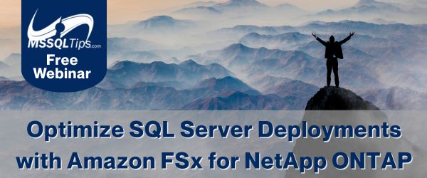 mssqltips's tweet photo. New Webinar
>> https://t.co/EZIlIGhBqR
This session explores the value proposition of #Amazon FSx for NetApp ONTAP (#FSxN) for database workloads, highlighting how its advanced storage capabilities can enhance #performance, #availability, and manageability.  #SQLServer #MSSQLTips https://t.co/nVPojYNmOR