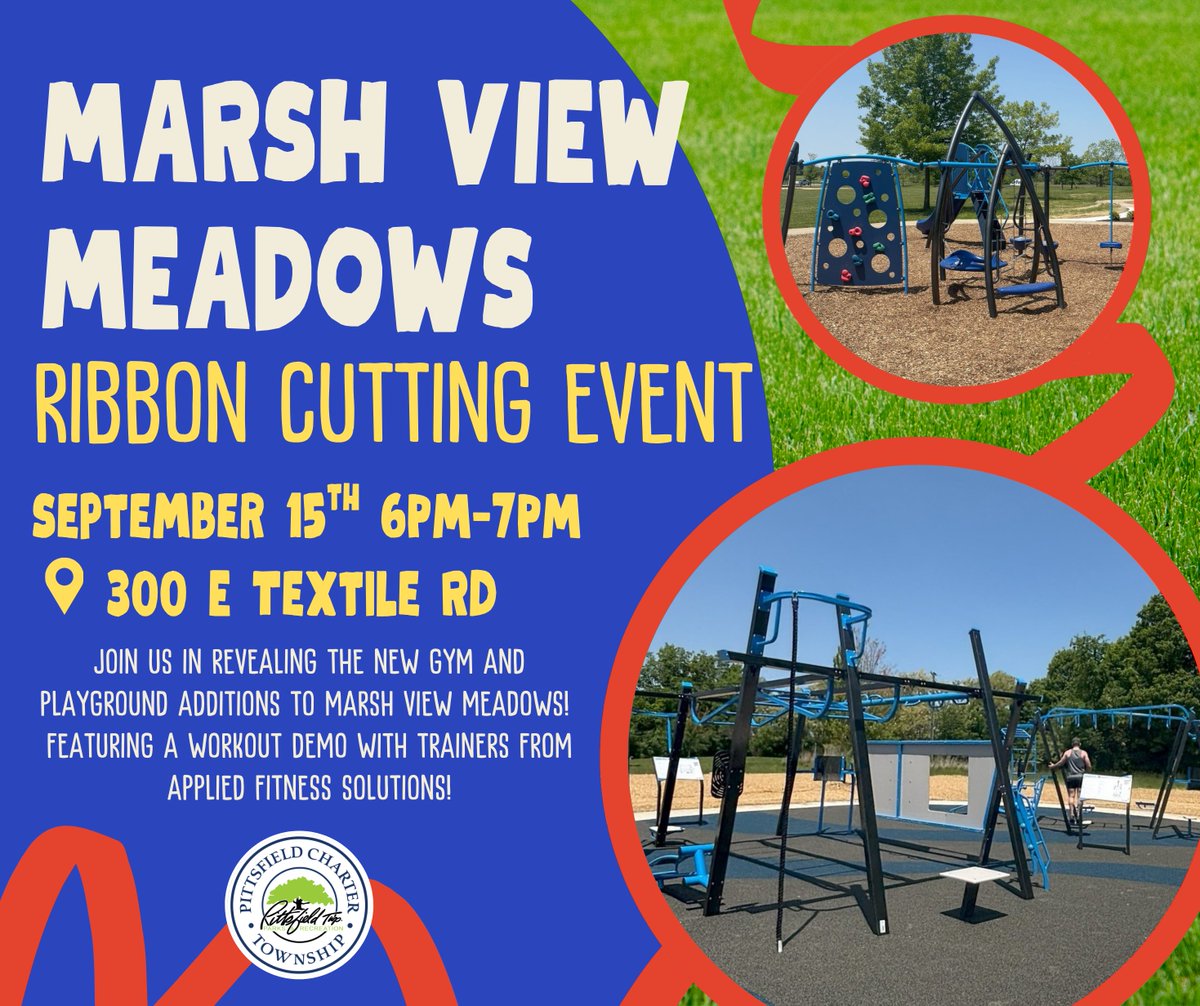 We are excited to reveal the new playscapes and gym equipment additions to Marsh View Meadows Park!

Join us on 9/15 at 6:00PM for an evening of fun with lawn games, giveaway swag, and equipment demonstrations by trainers from Applied Fitness Solutions.