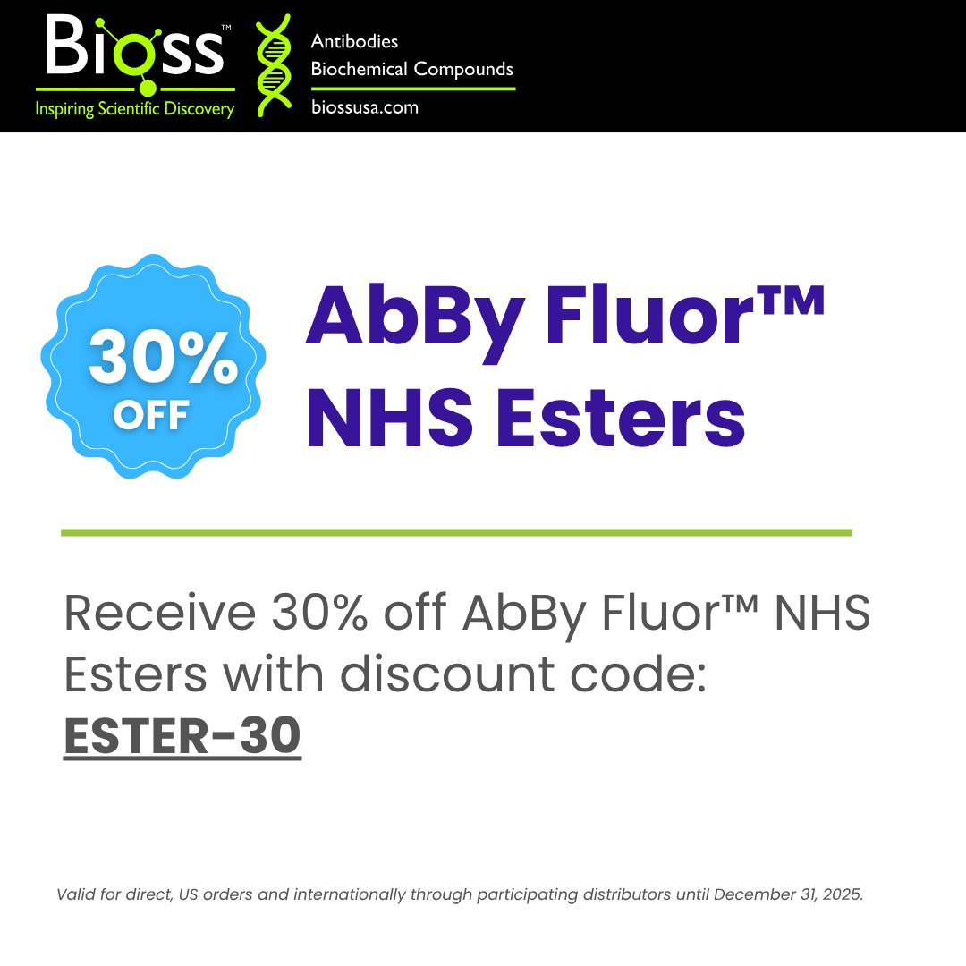 Now available...AbBy Fluor™ NHS Esters for consistent, high-quality labeling!

View here: hubs.ly/Q03z_ZF50