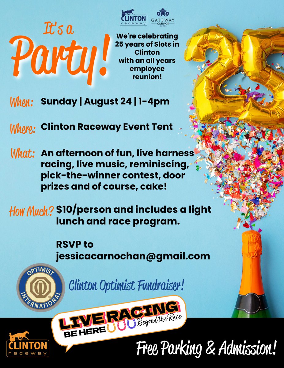 We're celebrating 25 years of Slots in Clinton this Sunday...were you an employee of OLG or Gateway in Clinton? We'd love you to join us for some fun... still time to register <a href="/Pineridgebbq/">Pineridgebbq</a> lunch, fun, live musical entertainment and door prizes! forms.gle/Ws2v7Tzhx5w1Cw…