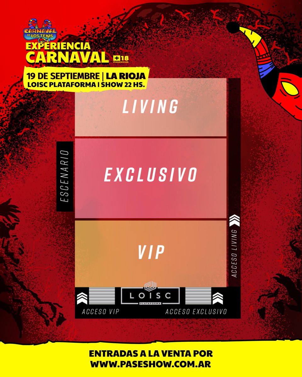 ¡LA RIOJA!❤️‍🔥 

Nos vemos el 19 de Septiembre en Loisc Plataforma para vivir la experiencia carnaval! 😈🤟

¿Con quien venís? ¡Te leemos!🫶

🎫 Entradas a la venta en la web de @paseshow 

#carnaval #experienciacarnaval #lostekis #ferpa #ferpalacio #lostotora #larioja