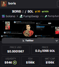 0xRecrent's tweet photo. Boost &amp; Ads for our community!

$BORIS
LFG https://t.co/Sth2B2H1ou