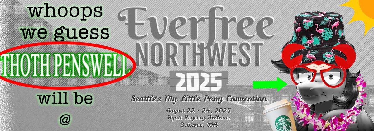 Thoth Penswell (@thothpenswell) on Twitter photo 🌲hey so I guess I'm gonna be at <a href="/EverfreeNW/">Everfree Northwest</a>🌲
First time I (and girlfriend!) will be attending so we'll be in✨FULL✨Vacay Con Mode~🏖️🌊☀️
Am free ✨basically all weekend✨ so feel more than free to say Hi if ya see us!💜
Looking forward to seeing yall in Seattle!~💚🌲💚🌲💚 🌲hey so I guess I'm gonna be at <a href="/EverfreeNW/">Everfree Northwest</a>🌲
First time I (and girlfriend!) will be attending so we'll be in✨FULL✨Vacay Con Mode~🏖️🌊☀️
Am free ✨basically all weekend✨ so feel more than free to say Hi if ya see us!💜
Looking forward to seeing yall in Seattle!~💚🌲💚🌲💚