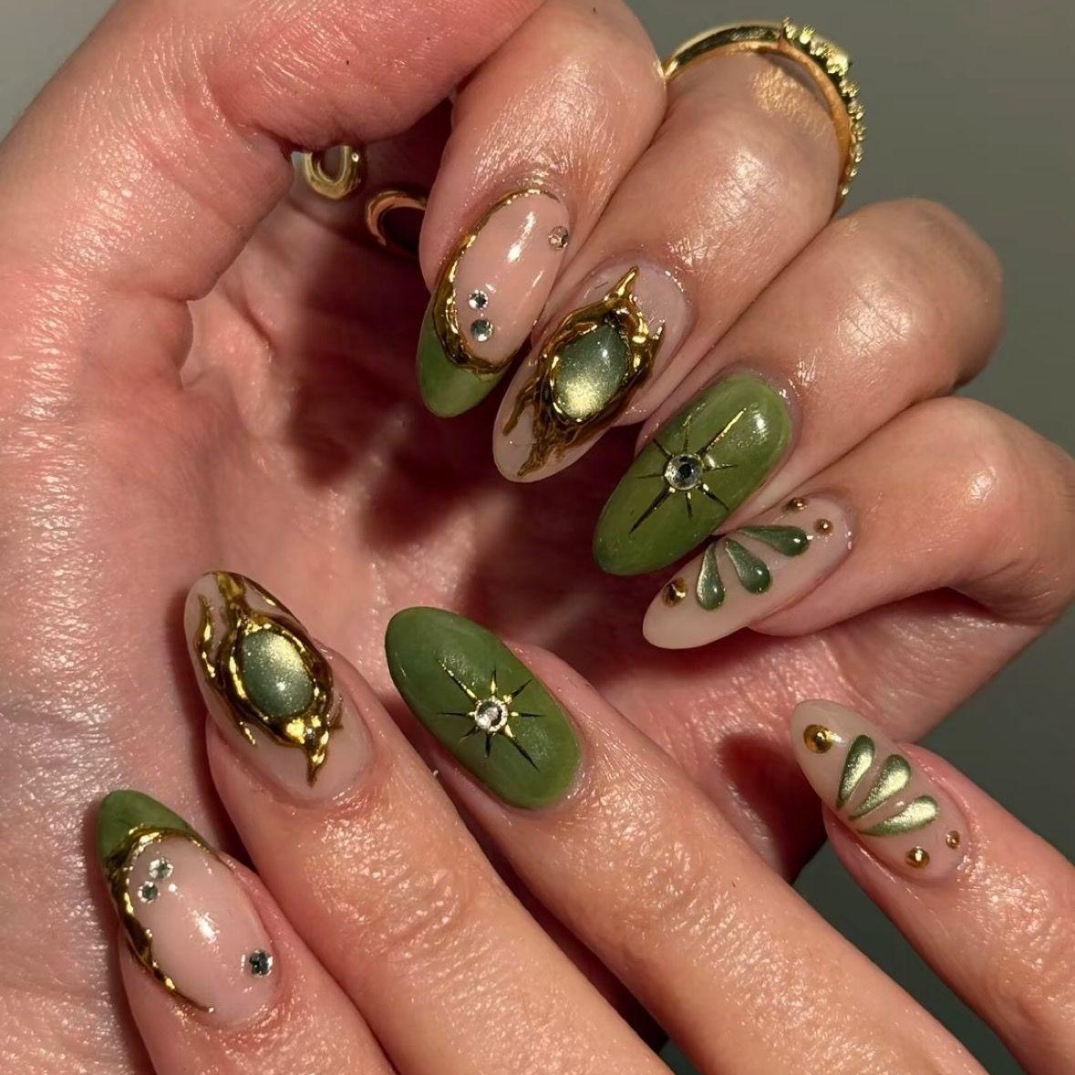greenvibe's tweet photo. green nailart https://t.co/CI51PdE215