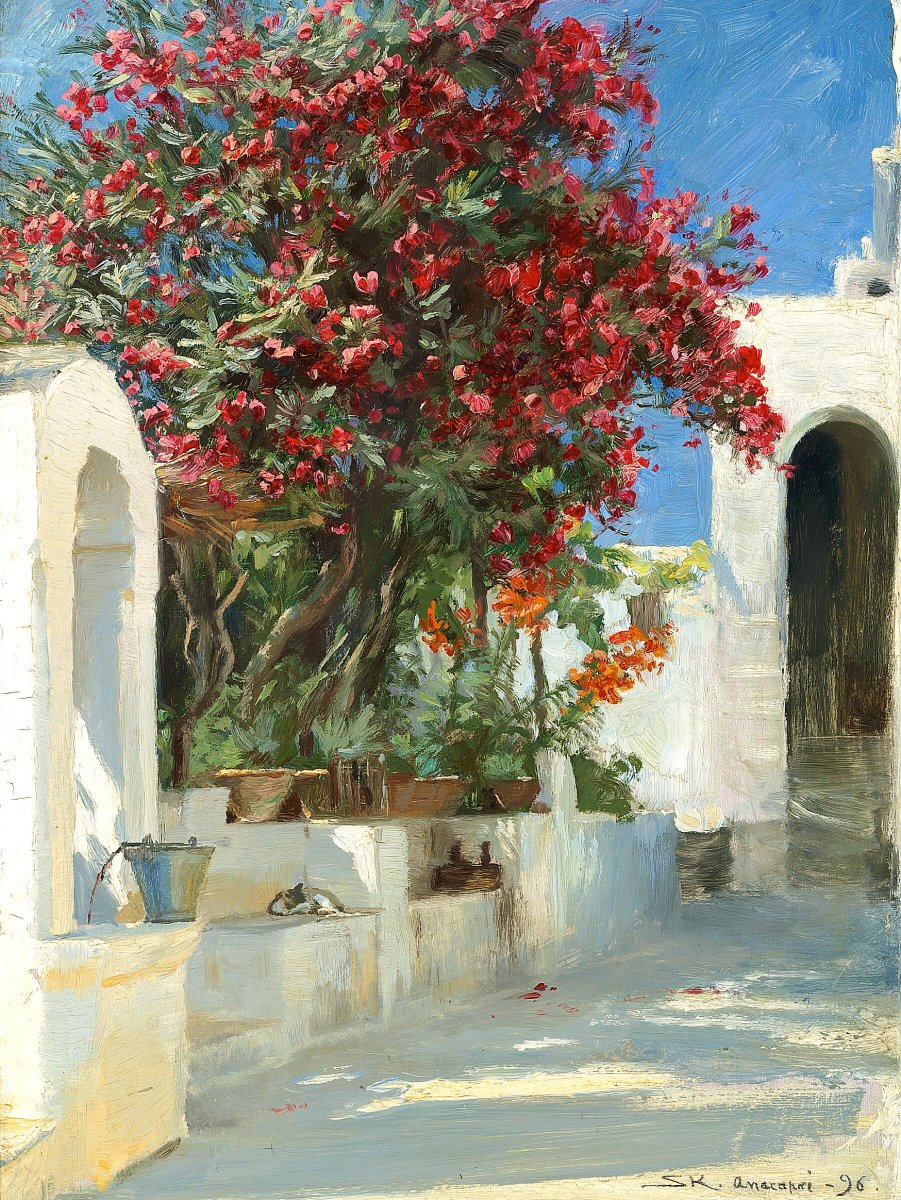 Peder Severin Krøyer - "Oleander in bloom. Sunshine. Anacapri" (1896)