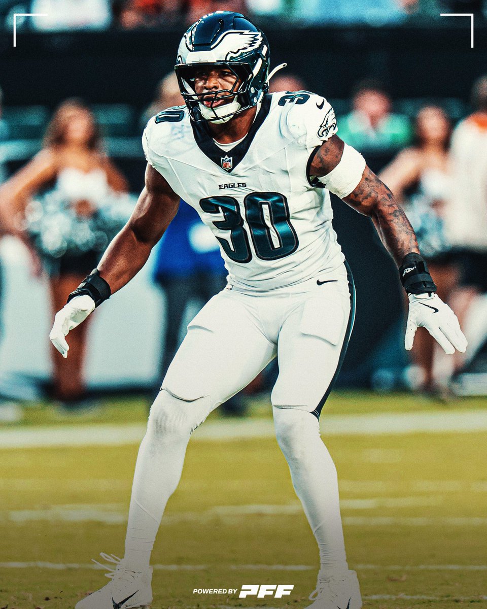 Jihaad Campbell vs the Browns:

🦅 85.0 PFF grade | 2nd among rookie LBs