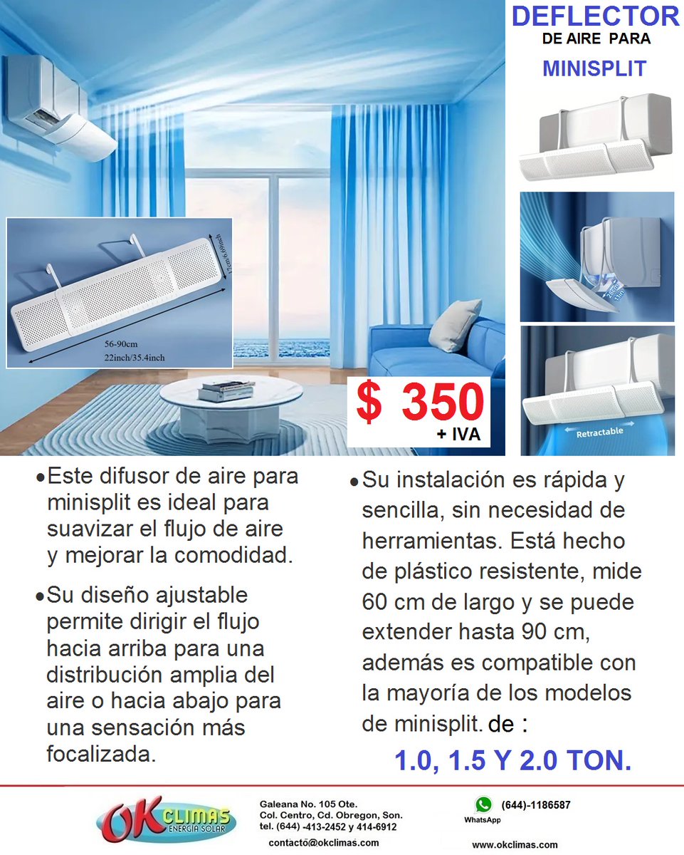 okclimas's tweet photo. DIFUSOR DE AIRE PARA MINISPLIT ¡¡ https://t.co/YAhSSEIjV2