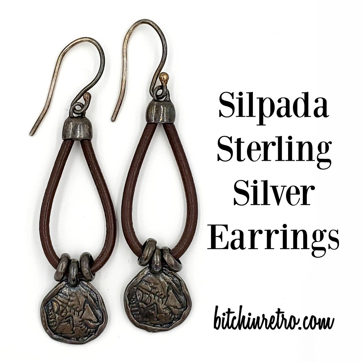 RetroCEO's tweet photo. #Bohemian with a capital B.
#Silpada sterling silver earrings with an embossed medallion marked #Israel dangles from a leather loop. We have left the original patina, but they could be brought up to a bright silver.
#bitchinretro #boho #fallstyle #wow
https://t.co/DEr2ovyMdD https://t.co/9tADVm6xSU