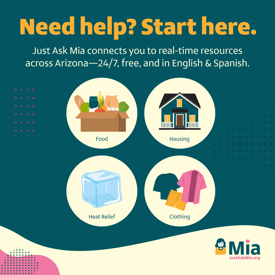 Have you heard about <a href="/miaknowsaz/">Just Ask Mia</a>? 📱

Our Child Well-Being Impact Team has been hard at work improving the free, 24/7 Chatbot so that Arizona families can quickly and easily get connected to the resources they need to thrive. 💛

Learn more at 👉 JustAskMia.org
