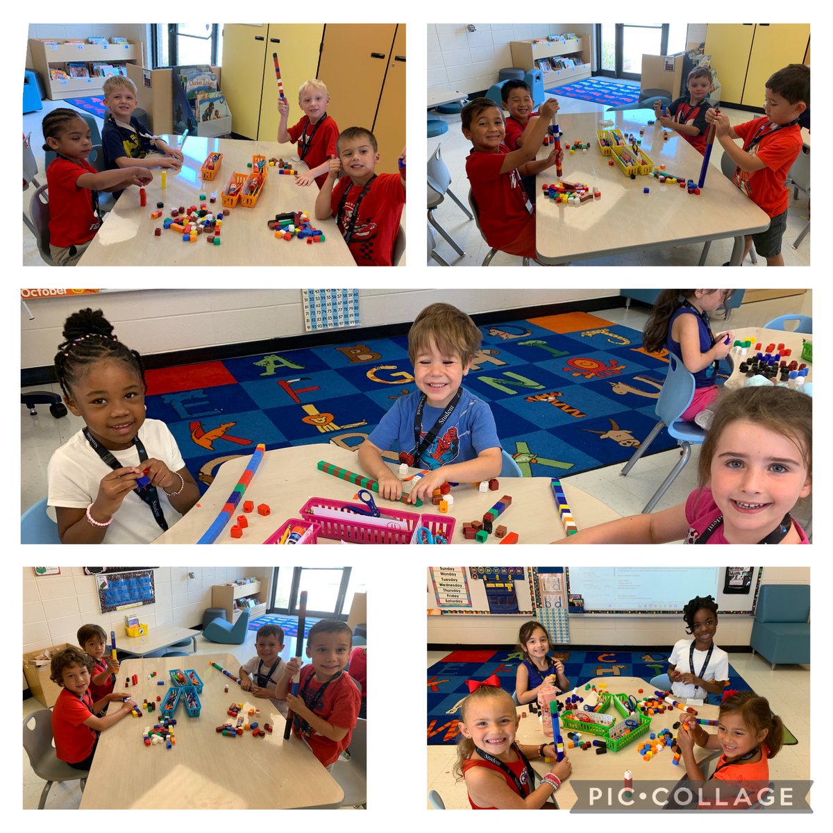 Today we began exploring some math tools. Specifically we worked with connecting cubes.🧱#BulldogBest🐾 #ThriveIn95