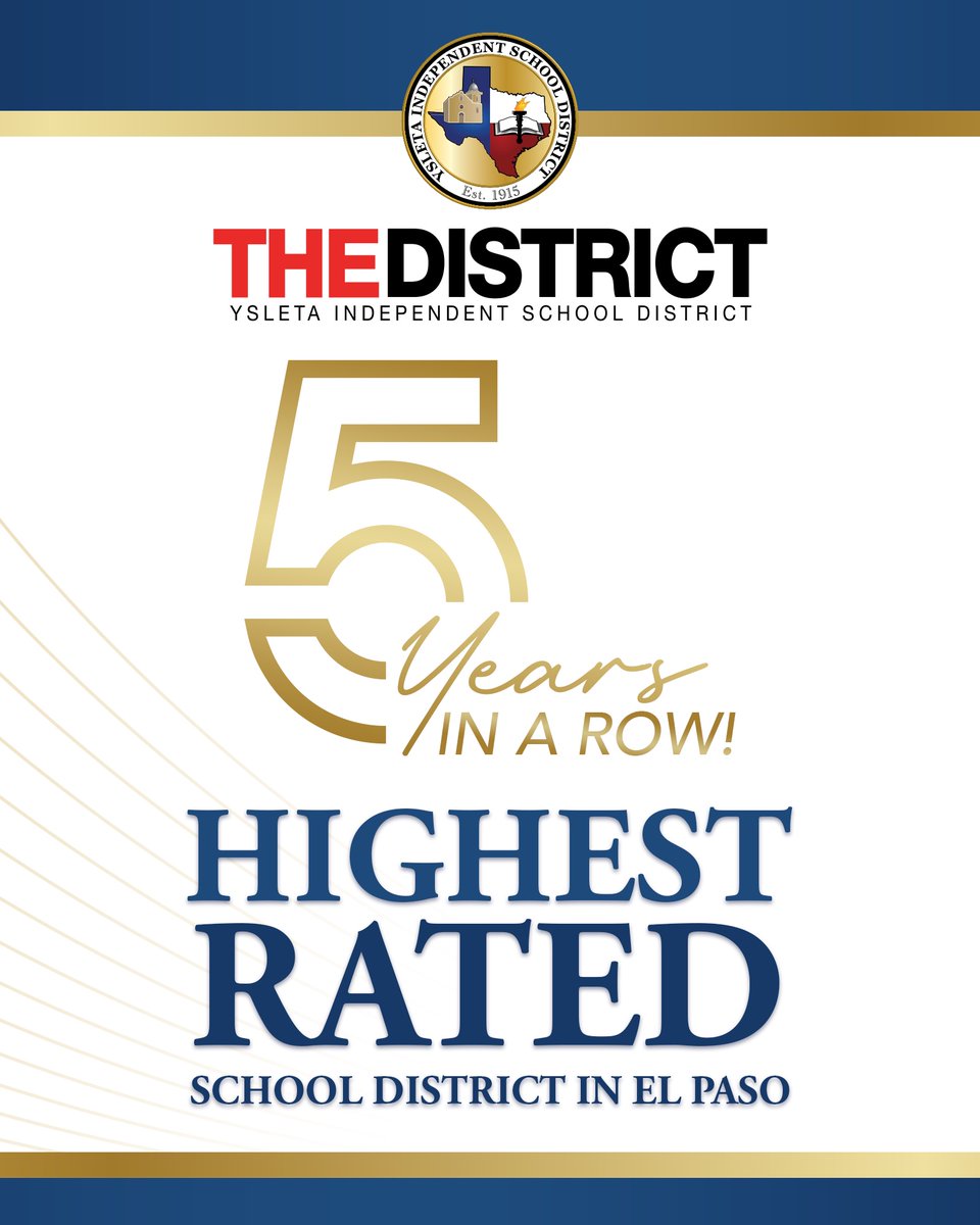 YsletaISD's tweet photo. From campus to classroom, Excellence is by Design and  #TheDistrict leads the way with the highest TEA rating in El Paso! 🎥 Watch the full story: https://t.co/UWCs0PIzWM
#ExcellenceByDesign #DistrictOfChampions https://t.co/crbDFlsfG1