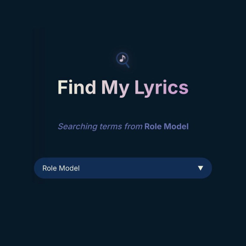 RoleModelBRx's tweet photo. Vocês já conhecem o 'Find My Lyrics'?

Com uma palavra-chave ele te mostra a música certa na hora! É perfeito pra fazer legendas pro Insta ou encontrar aquela musica que você só lembra um pedacinho 🫶🏻

E agora, a plataforma conta com a discografia completa do Role Model por lá, graças a diva @LavenderBeze! 💛

Link: 
🔗 https://t.co/6rvF9IX6XH @FindMyLyrics