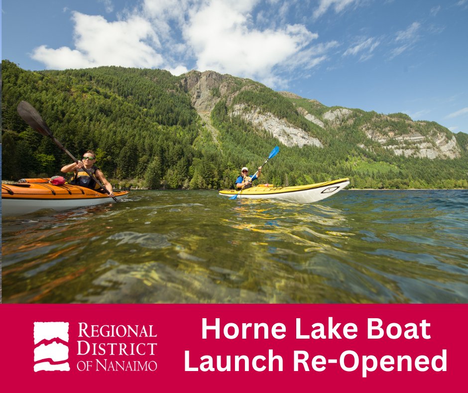 🚤 The Horne Lake Boat Launch is open. 
🚣‍♀️The public can now access, use and enjoy Cameron, Horne and Spider Lakes. 

Thank you to all that stayed close to shore or off the lakes during the wildfire to support BC Wildfire Services air support to fight the Wesley Ridge Wildfire.