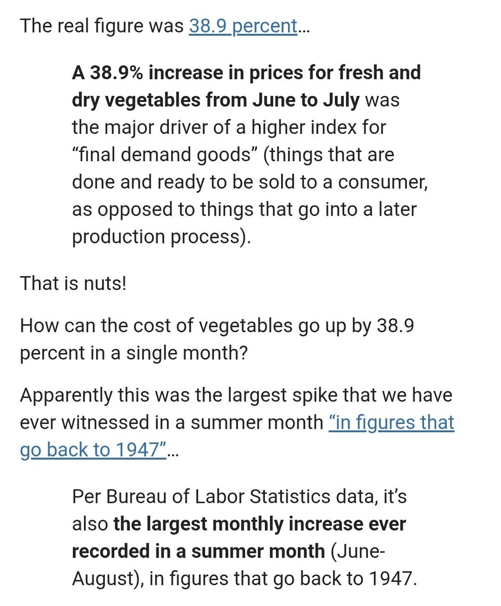 +38.9% de hausse pour les crudites americaines et +25% pour le café

Faudra pas pleurer que c est inattendu ou imprevisisble ou la faute a macron

L occident doit etre re inflaté avec stagflation aux usa et depression a eurogoulag

Il est imperatif de contrer la predation
