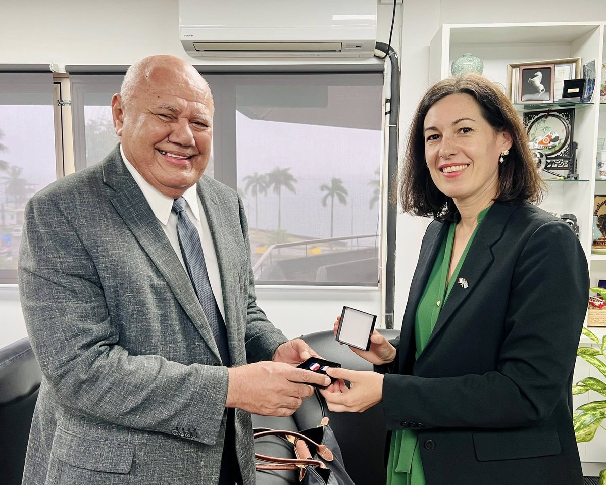Bidding farewell to HE Ms. <a href="/julielesaos/">Julie Le Saos</a> , Ambassador of France (<a href="/ambafrancefj/">France in Fiji</a>) to Fiji! After a fruitful year of collaboration on climate change, sustainability, and aviation, we're grateful for her leadership &amp; service to Fiji &amp; the Pacific. We wish her all the best!